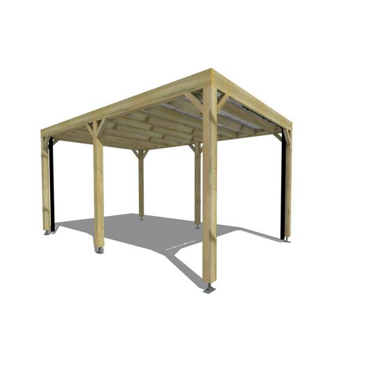 Carport bois autoportant 1 voiture 15 m² • 3 x 5 m • hauteur de passage 2,37 m • sens largeur • livraison comprise