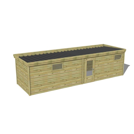 Abri de jardin bois pin traité autoclave 27mm - 9,09x2,64m / 24m2 - bac acier - abri français