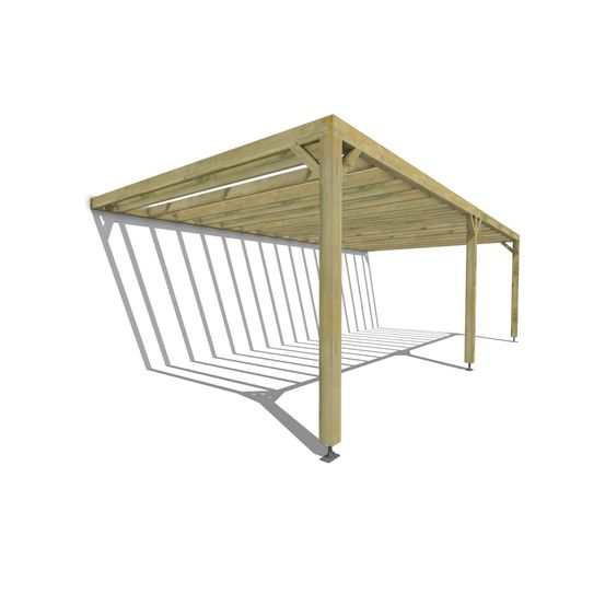 Pergola bois • 8m x 4m • adossée • sens profondeur • lattage bois • livraison comprise