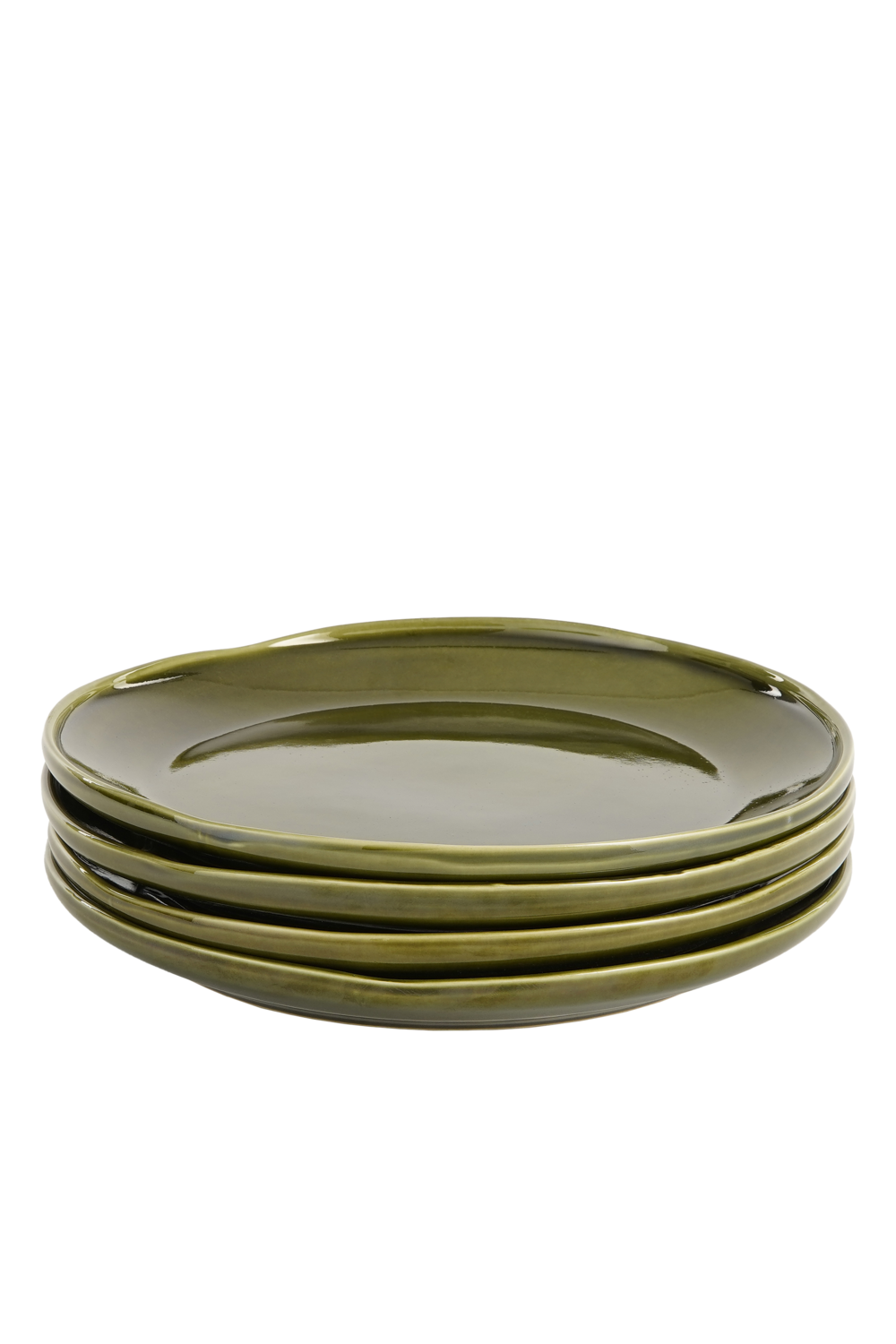 Mica decorations - lot de 4 assiettes de diner en céramique vert d27,5