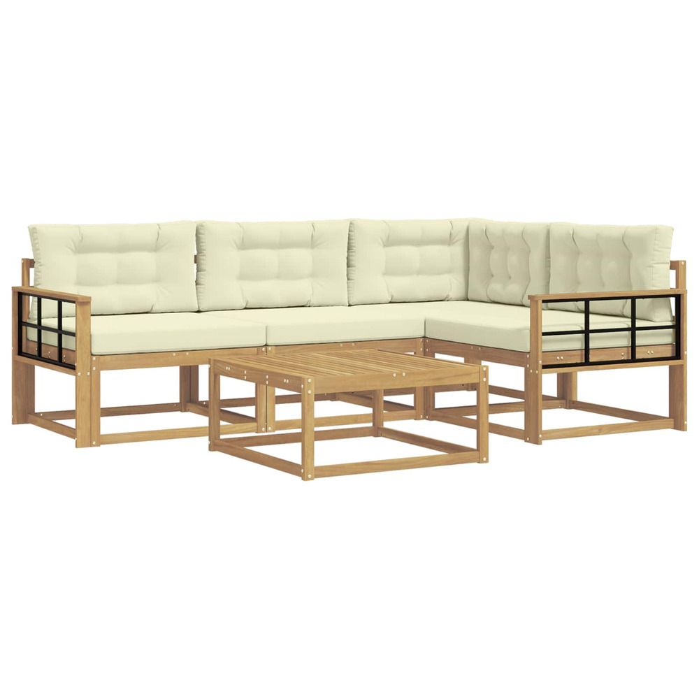 Ensemble de canapés d'extérieur 5 pc blanc et crème polyester