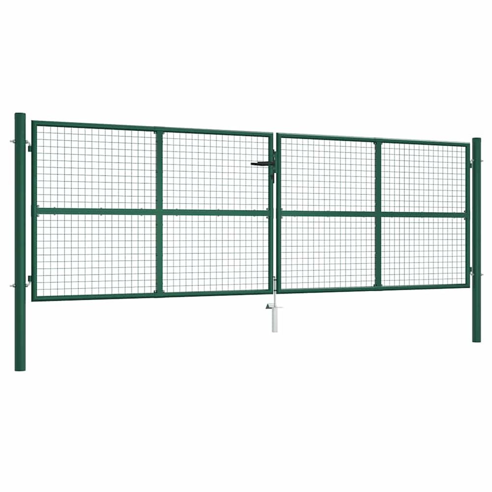 Portail de jardin en acier grillagé 400 x 125 cm vert