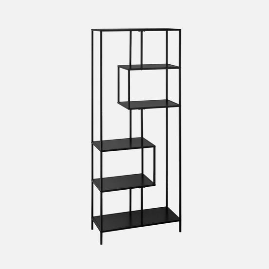 Etagère bibliothèque 6 étages asymétriques en métal noir l 77 x p 33 x h 185cm