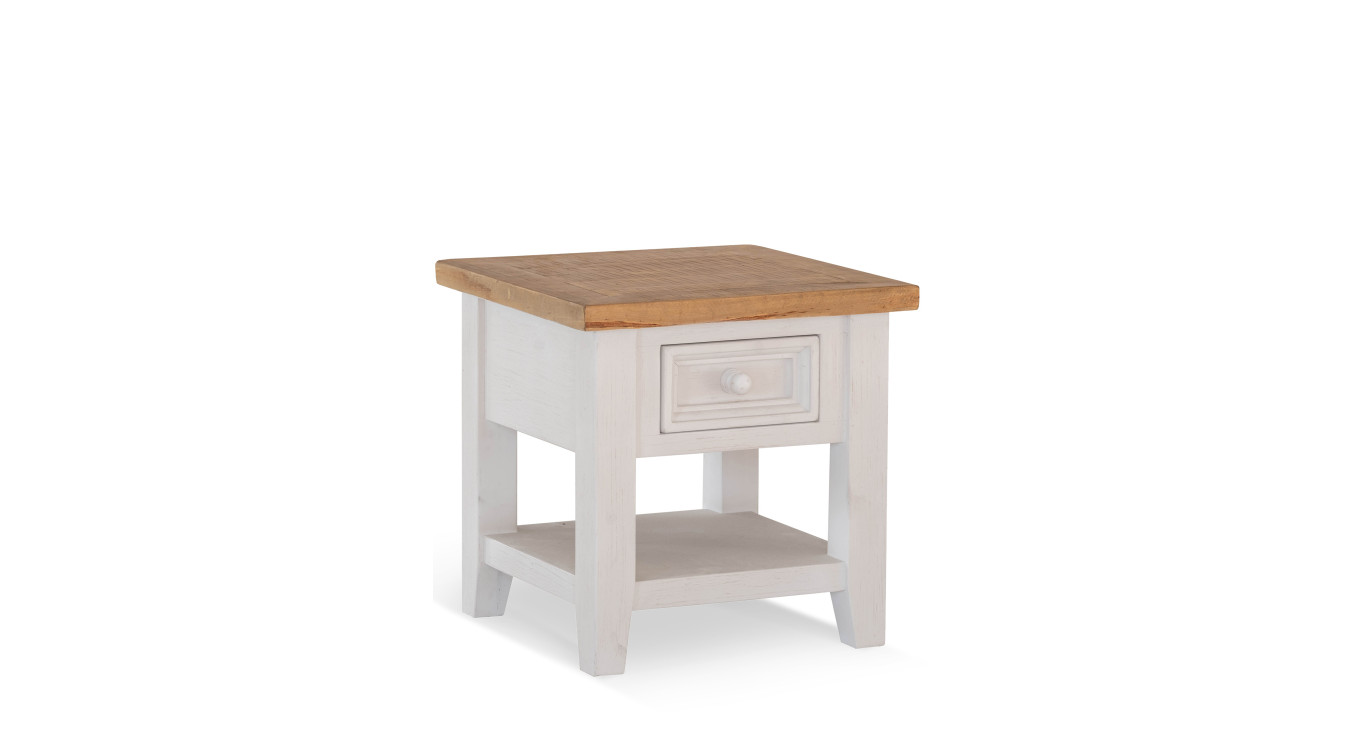 Table de chevet 1 tiroir bois blanc 50x50x50cm