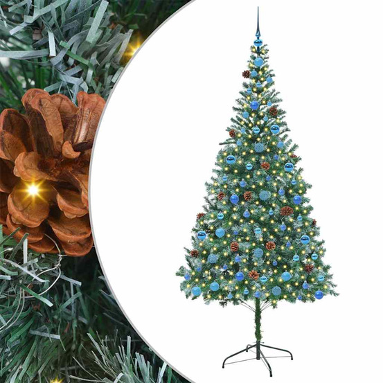 Sapin de noël artificiel avec 300 led vert 210 cm pvc et acier