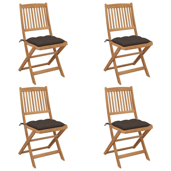 Chaises pliables de jardin lot de 4 avec coussins bois d'acacia