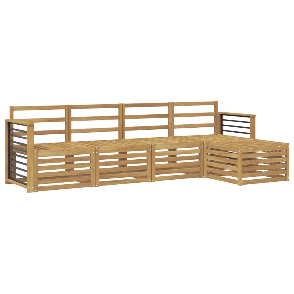 Ensemble de canapés d'extérieur 5 pc blanc bois d'acacia massif