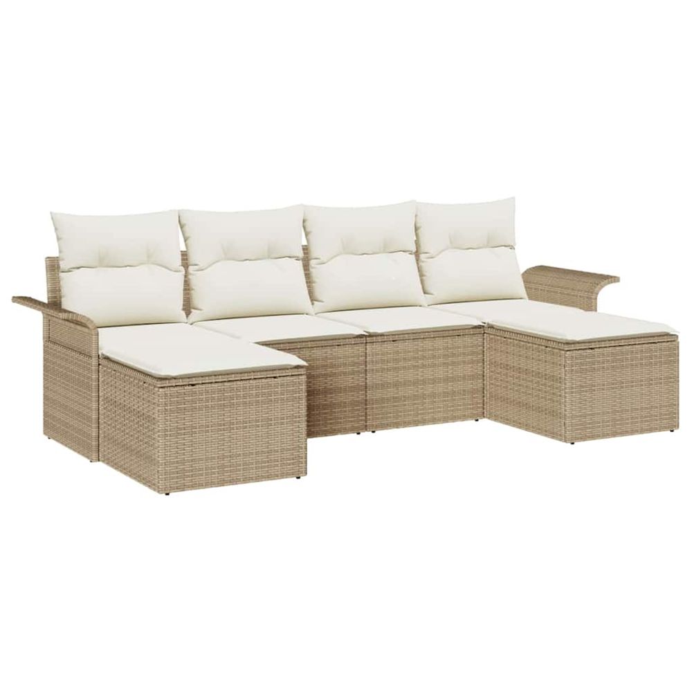Ensemble de canapé de jardin 6 pc beige polyrotin
