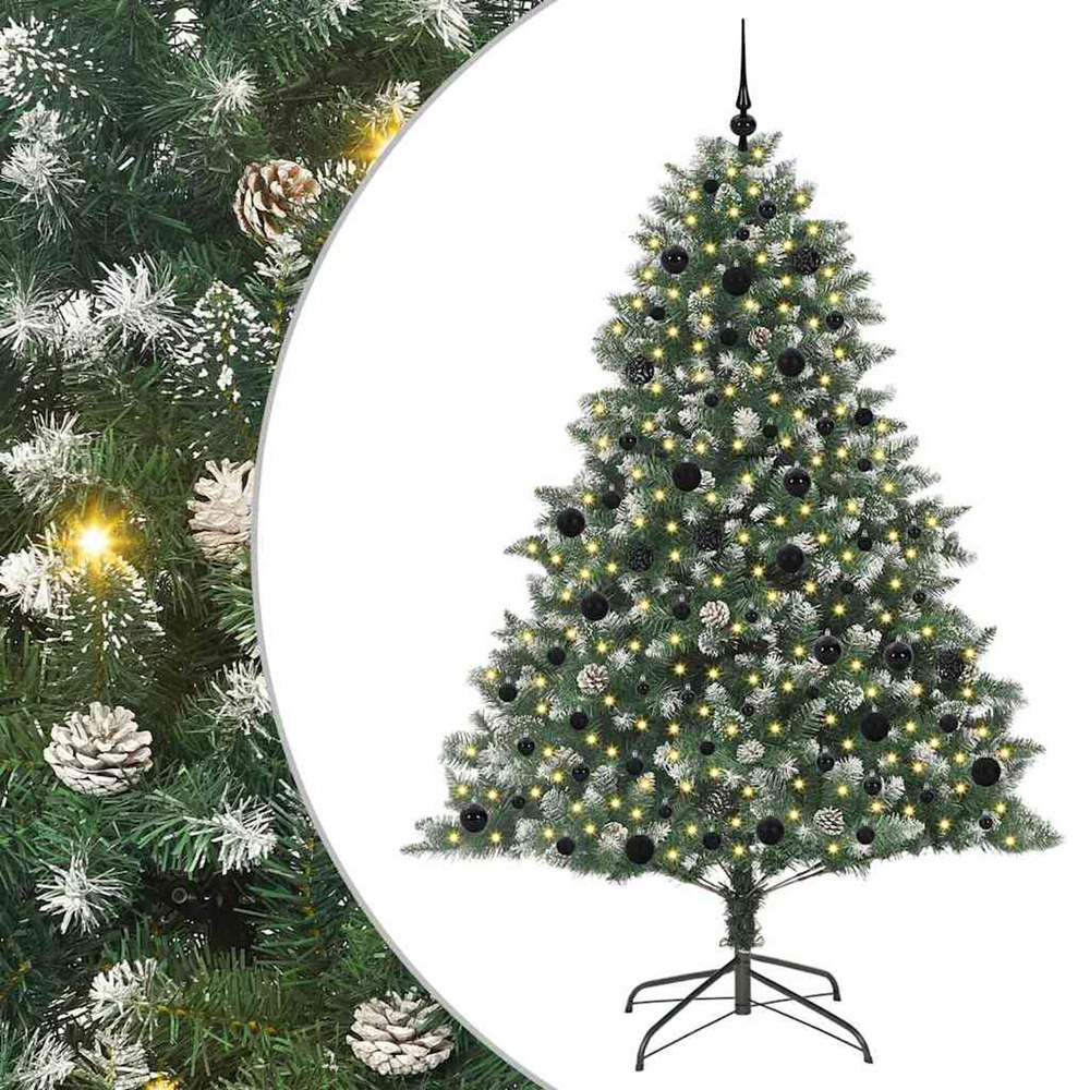 Sapin de noël artificiel vert 210 cm pvc, plastique et acier