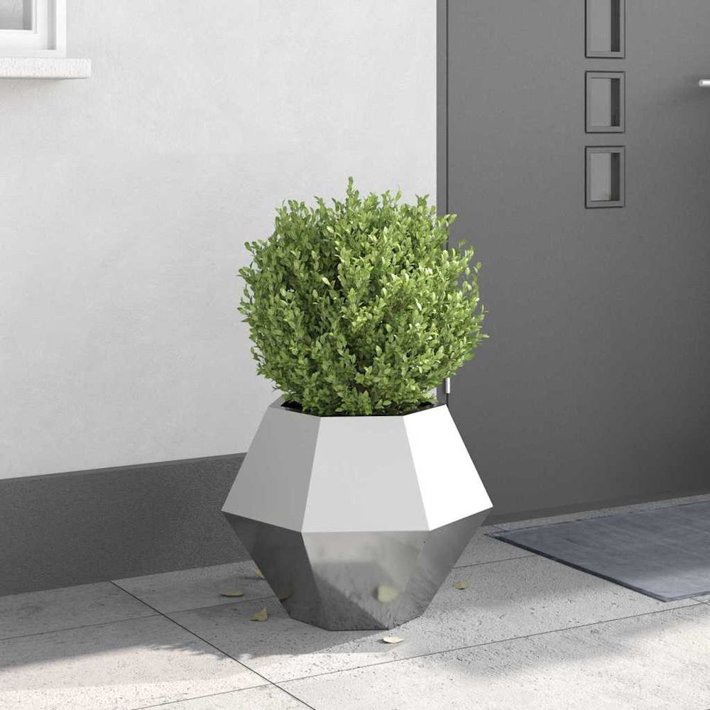 Jardinière carrée acier galvanisé extérieur jardin terrasse argent 50 cm