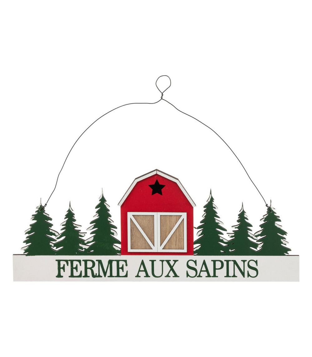 Suspension de noël ferme aux sapins l 45 cm