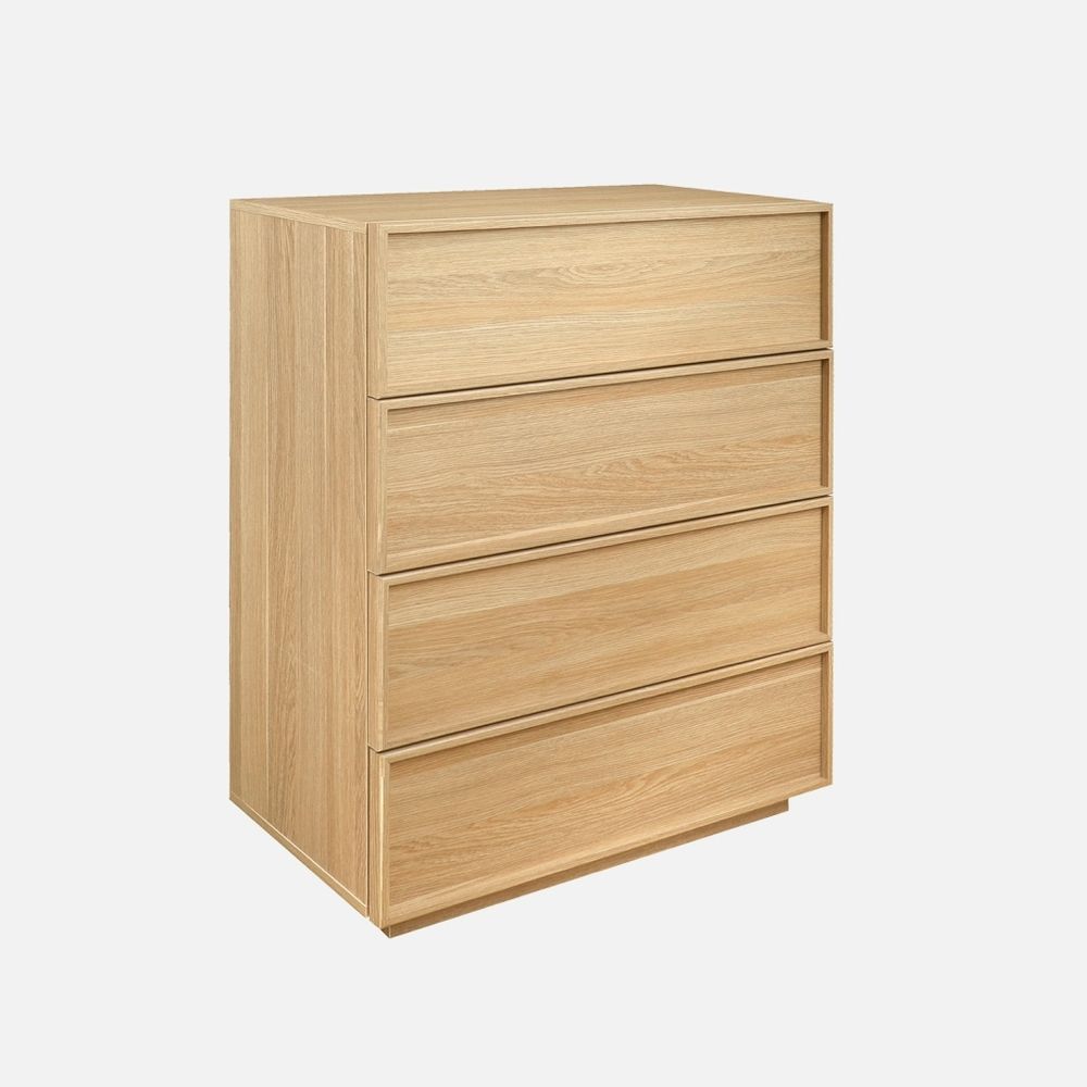Commode de rangement décor bois 4 tiroirs l 80 x p 43 x h 98,5cm - kuba