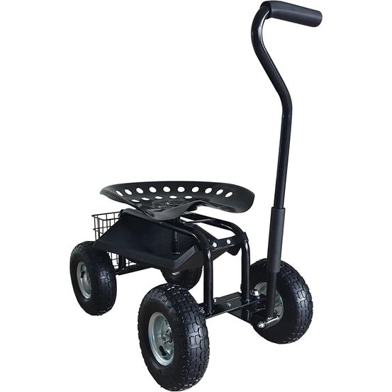 Siège de jardin mobile - noir - 4 roues