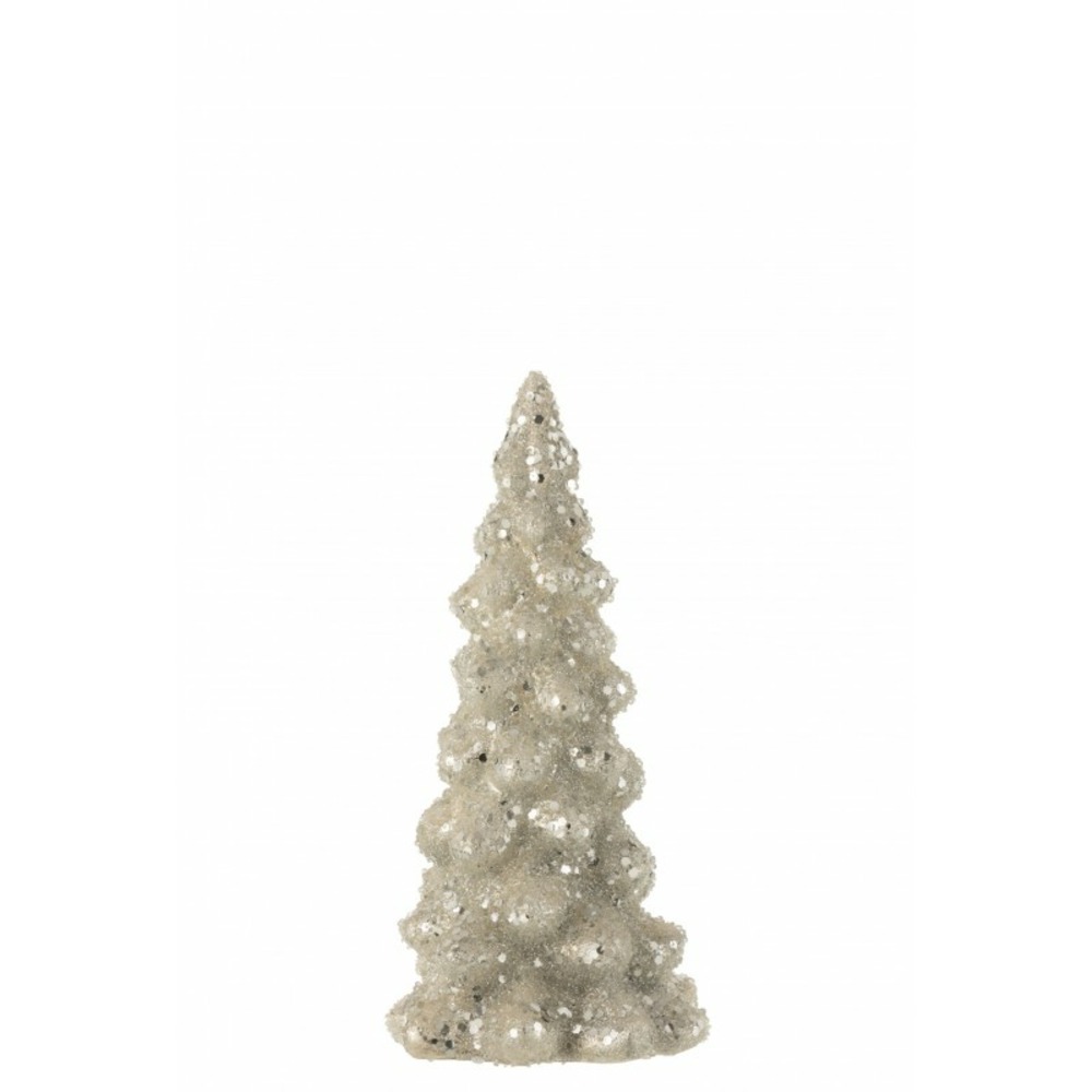 Sapin de noël décoratif givré en verre argent 10x10x20 cm h20