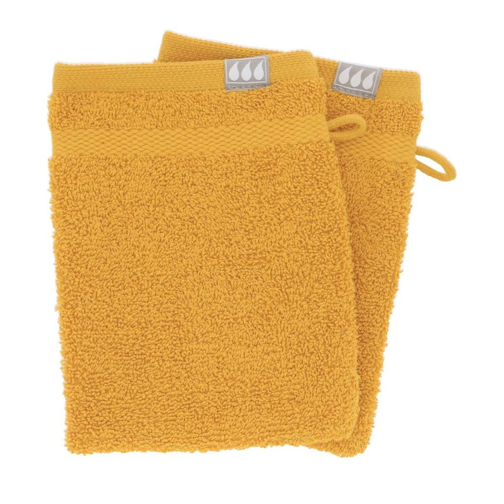 Set de 2 gants de toilette 15x21 cm 100% coton - moutarde
