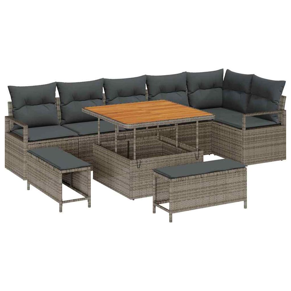 Ensemble de canapé de jardin 9 pc gris poly rotin