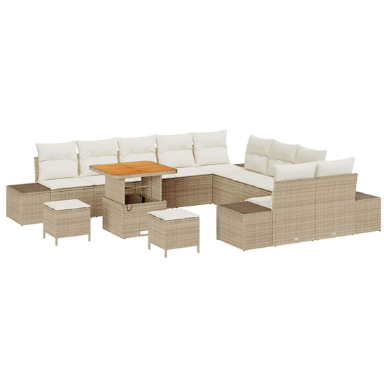 Ensemble de canapé de jardin avec coussin 13 pcs beige et crème