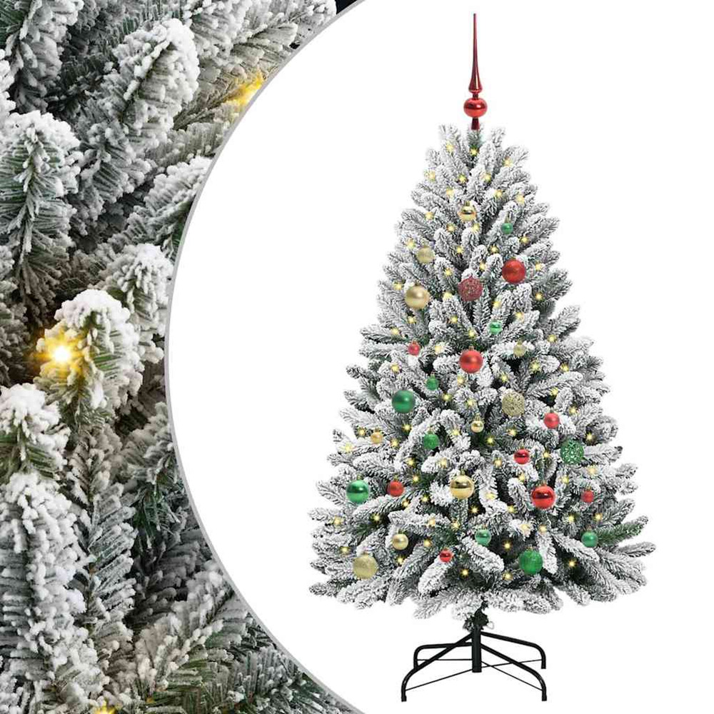Sapin de noël artificiel vert et blanc 150 cm pvc et métal
