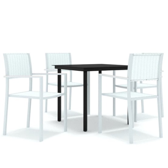 Ensemble à manger de jardin 5 pcs blanc