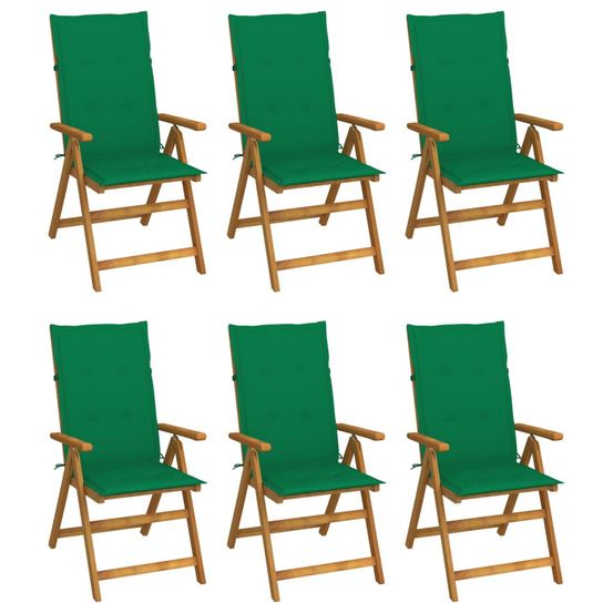 Chaises pliantes 6 pièces avec coussins en bois d'acacia massif