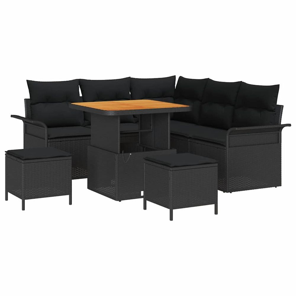 Ensemble de canapé de jardin 8 pc noir polyrotin