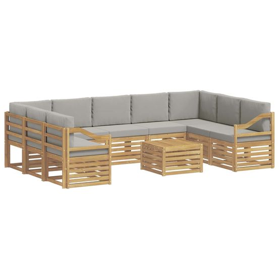 Ensemble de canapés d'extérieur 10 pc blanc et gris clair