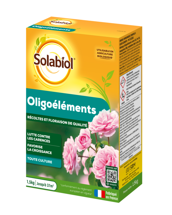 Solabiol engrais oligoéléments - 1,5kg - jusqu'à 37m² - favorise la croissance - lutte contre les carences