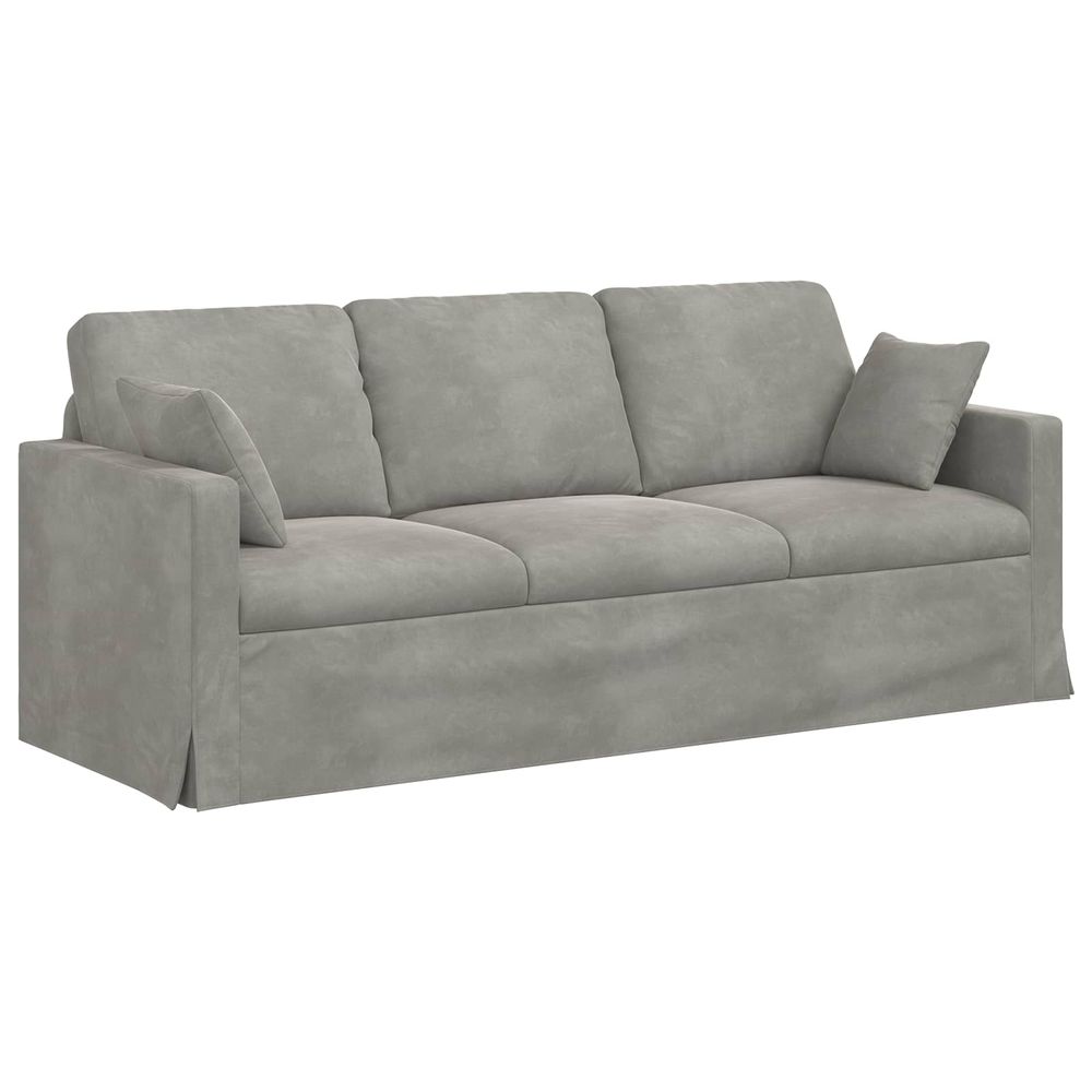Canapé gris clair 198 x 78 x 80 cm velours