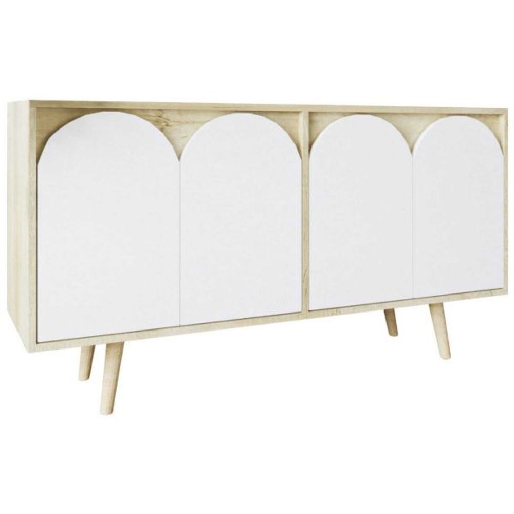 Buffet 4 portes en aggloméré venezia chêne et blanc