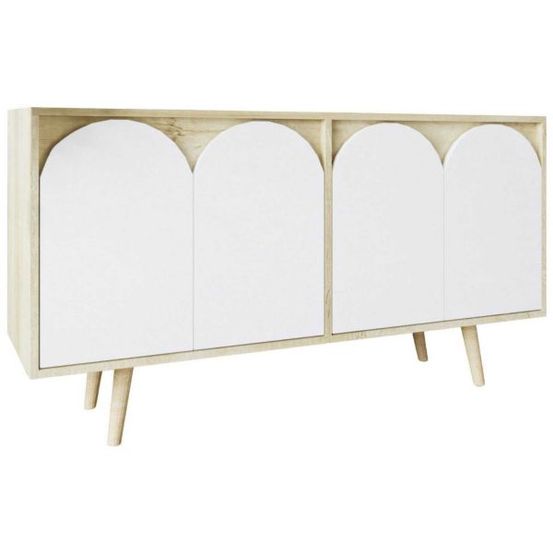 Buffet 4 portes en aggloméré venezia chêne et blanc