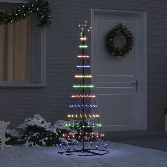 Sapin de noël lumineux led métal intérieur extérieur multicolore 185 cm