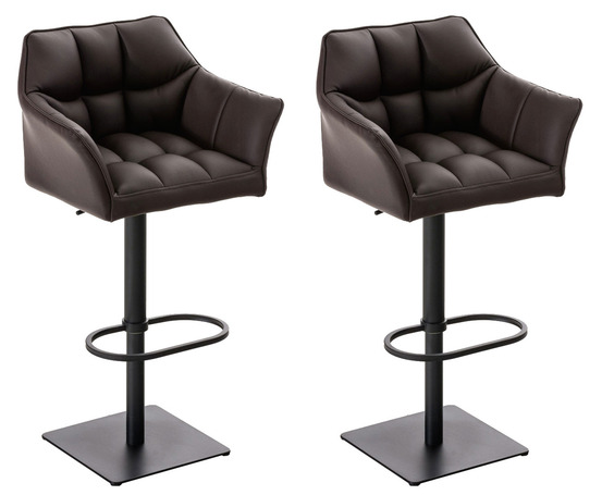 Lot de 2 tabourets de bar damaso simili cuir noir