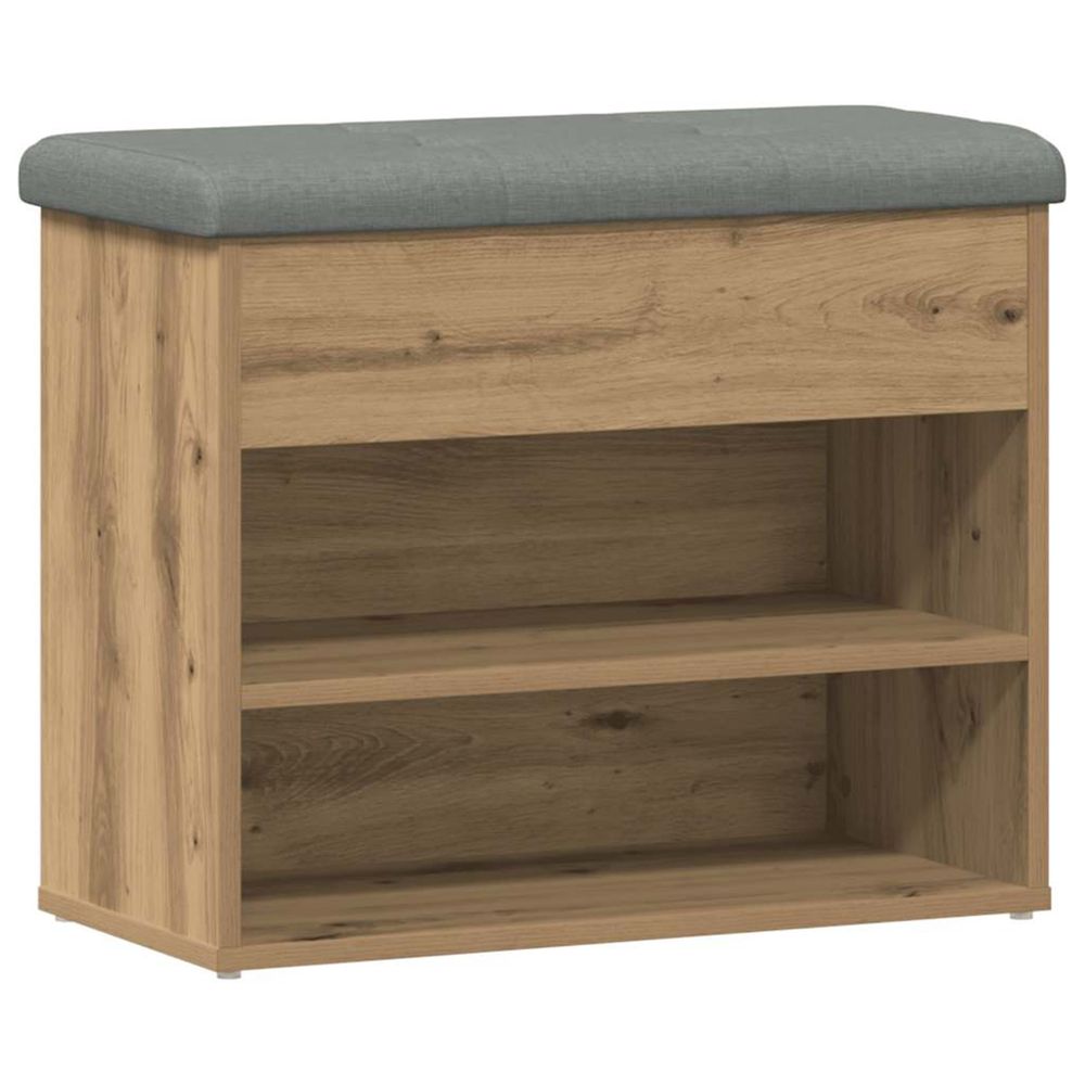 Banc à chaussures chêne artisanal 62x32x50 cm bois d'ingénierie