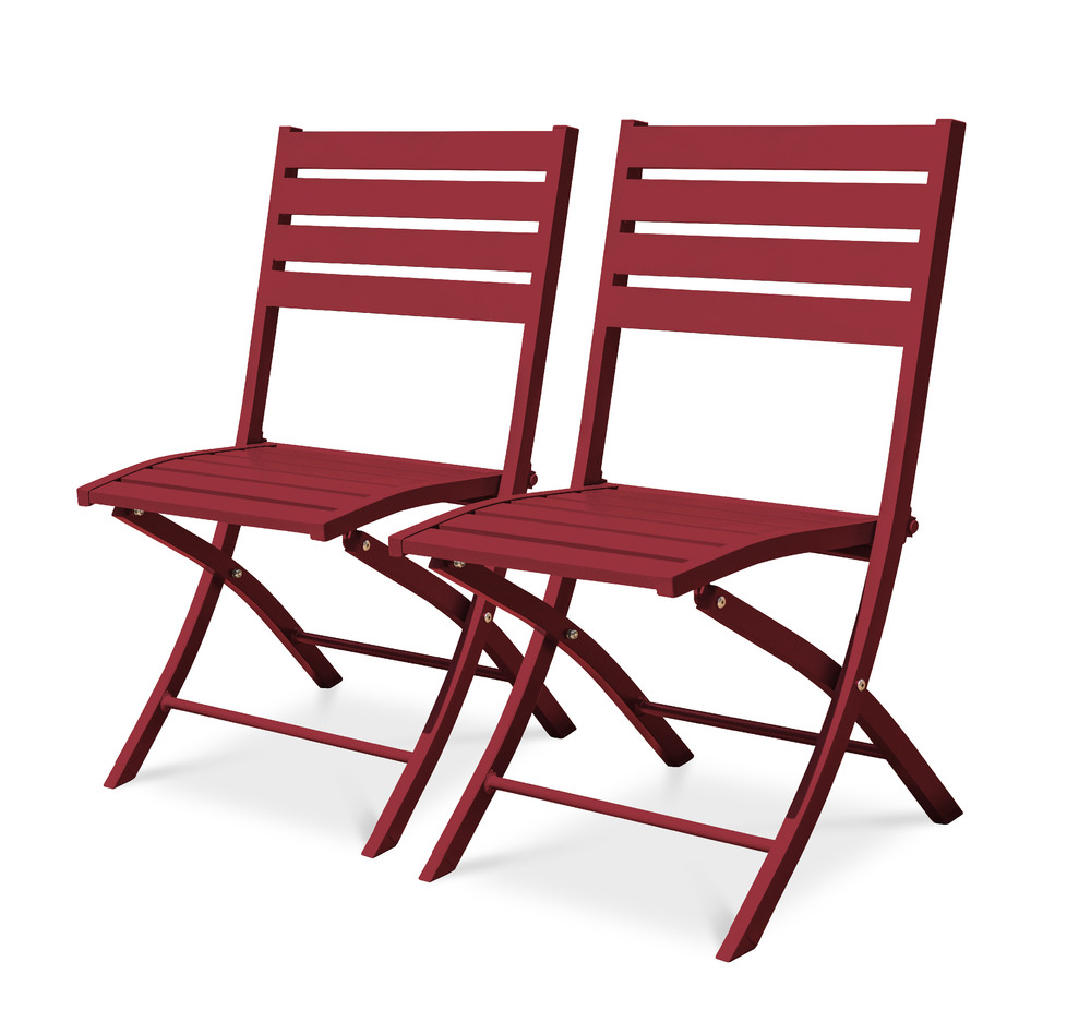 Lot de 2 chaises de jardin marius en aluminium rouge carmin