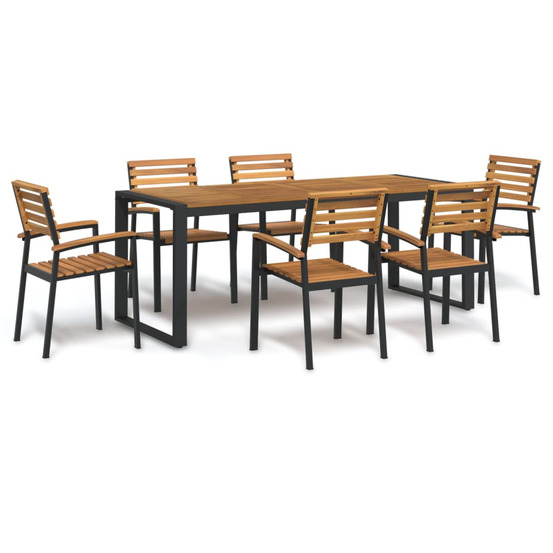 Ensemble à manger de jardin 7 pcs bois d'acacia solide et métal