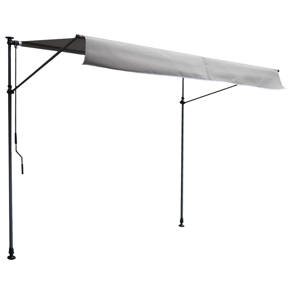 Store banne pour balcon chene 3 × 1,2m - toile grise et structure grise