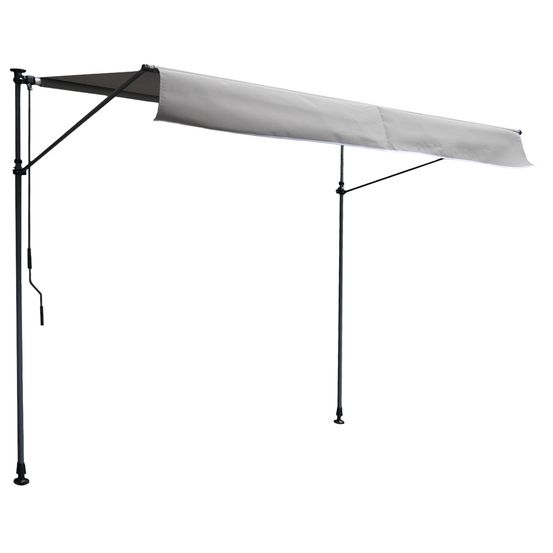 Store banne pour balcon chene 3 × 1,2m - toile grise et structure grise