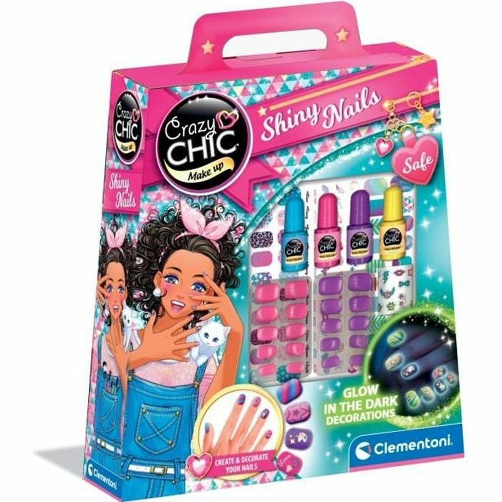 Kit manucure phosphorescents enfant - vernis, faux ongles et autocollants