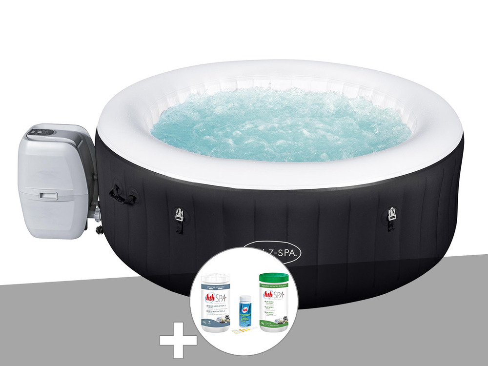 Kit spa gonflable lay-z-spa miami rond airjet 4 places + kit traitement brome