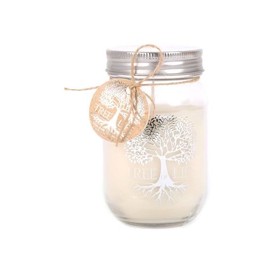 Bougie mason jar tree of life 12 cm