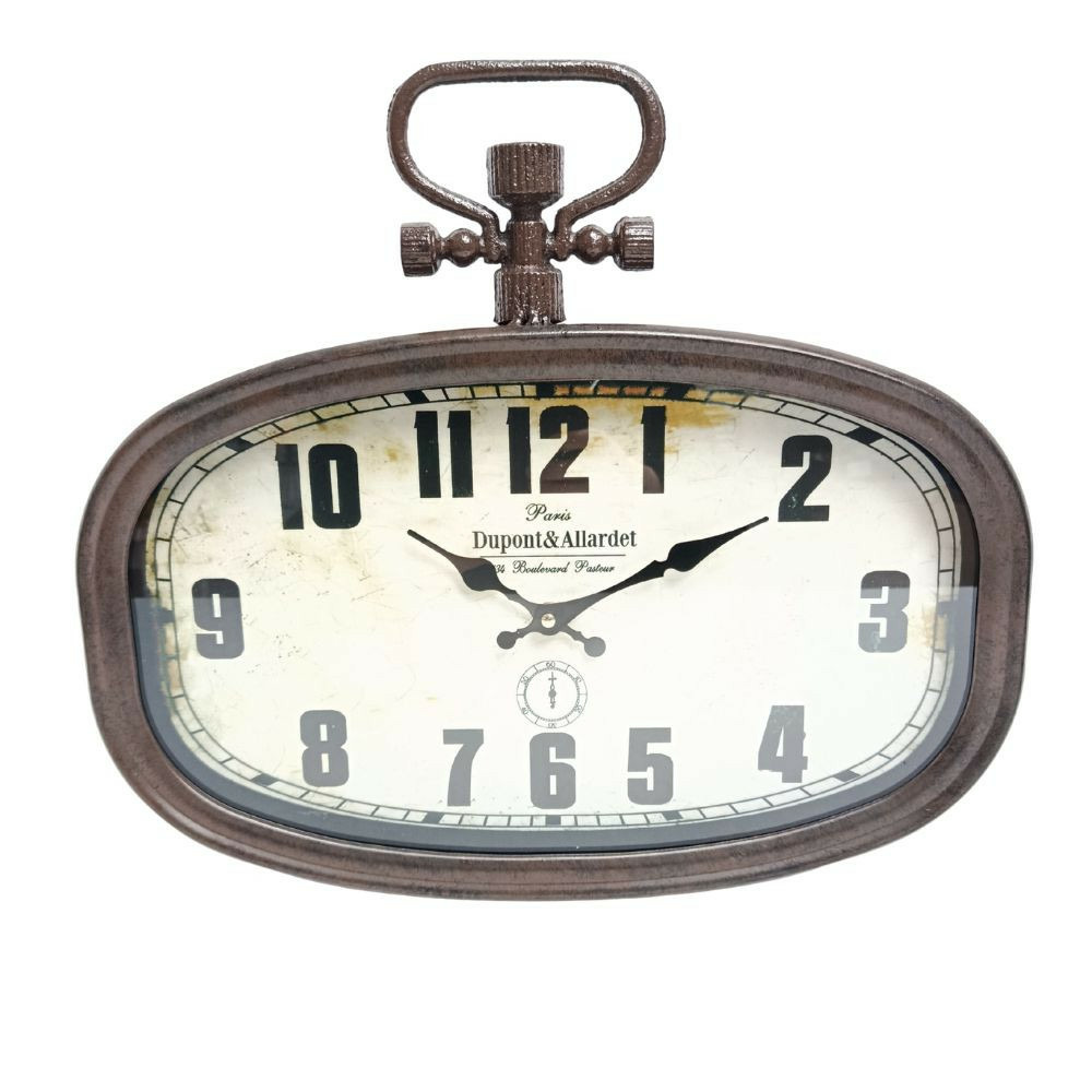 Horloge à gousset en métal marron l.45 x ht.40 cm