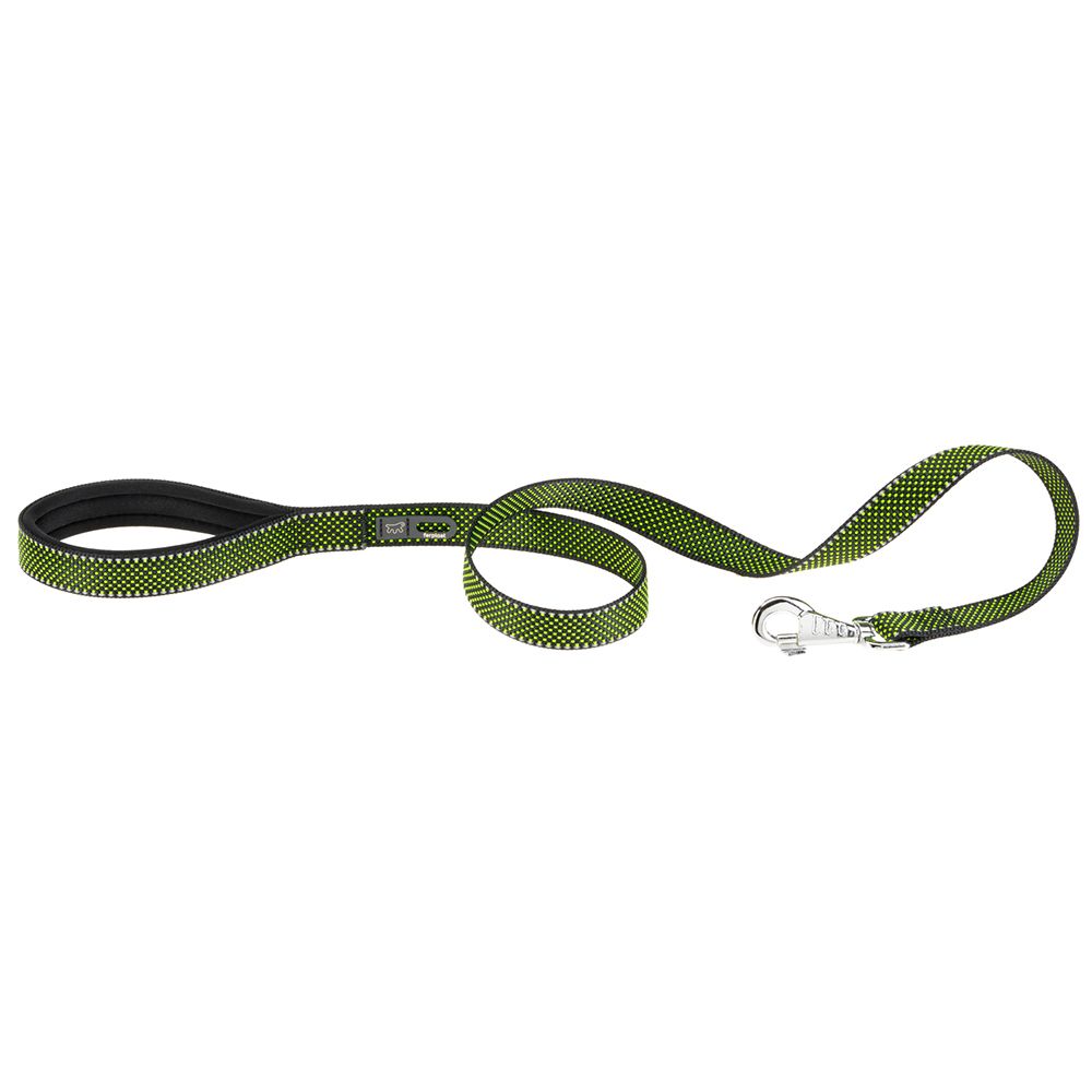 Laisse réfléchissante pour chiens daytona deluxe g25/120, support sachets hygieniques, poignée rembourrée, noir-vert