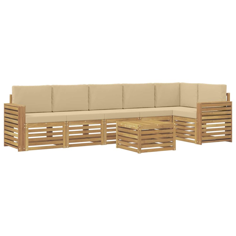 Ensemble de canapés d'extérieur 7 pc blanc et beige polyester