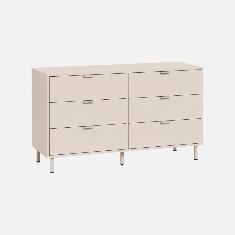 Commode décor bois et métal 6 tiroirs - ellie