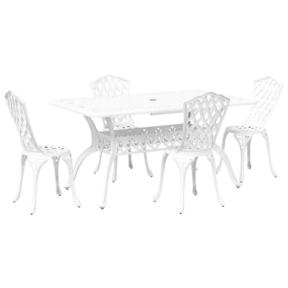 Ensemble de salle à manger pour jardin 5 pcs blanc aluminium