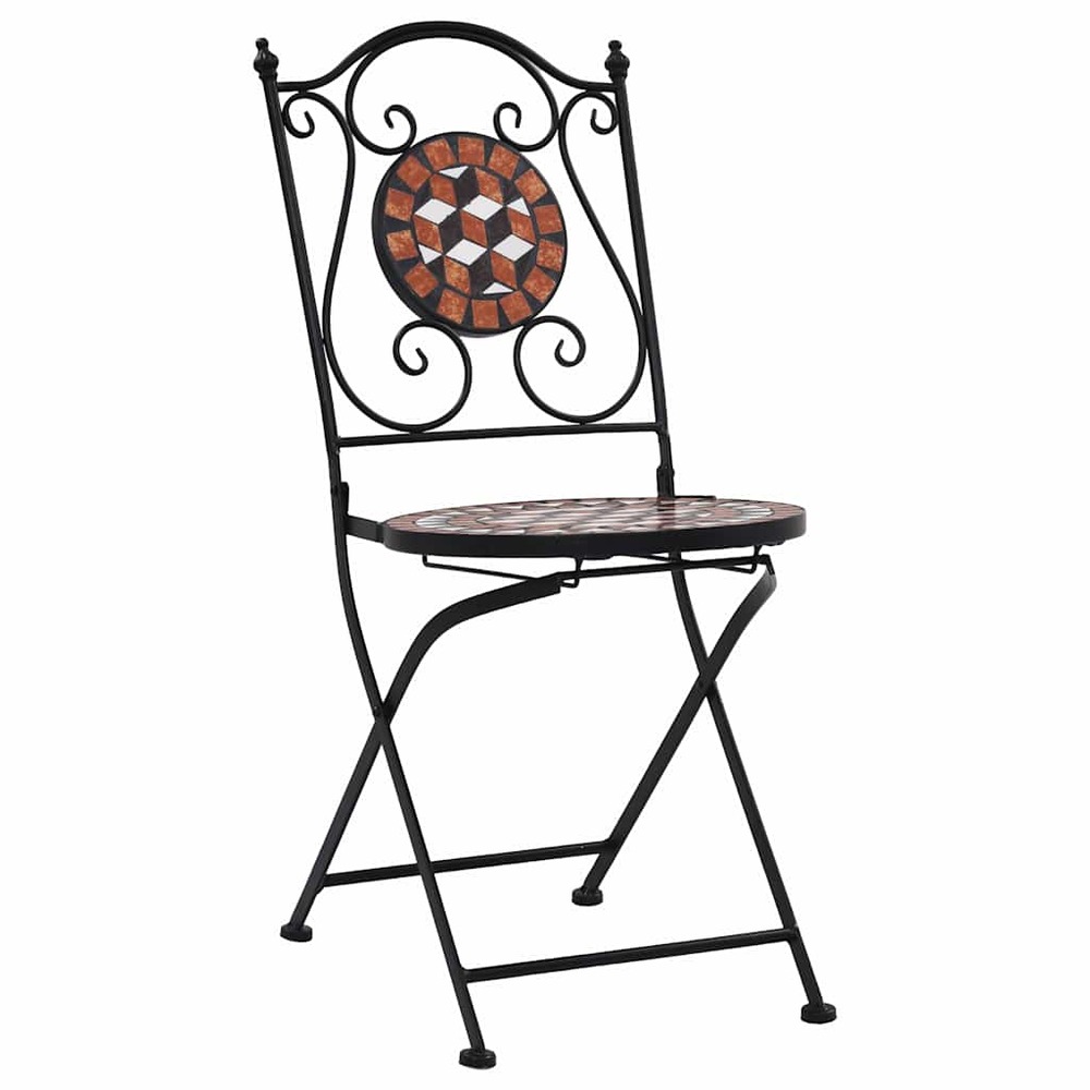 Chaises de bistrot mosaïque 2 pcs marron céramique