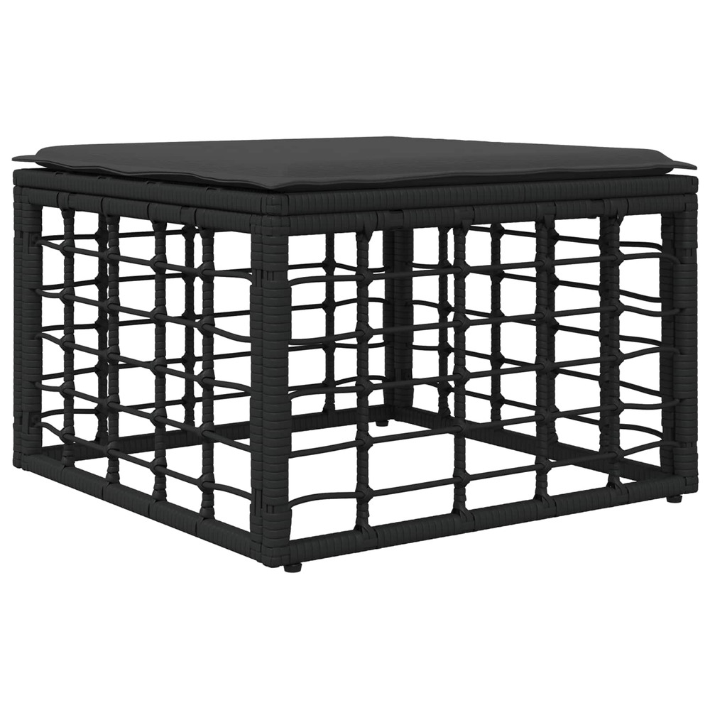 Pouf de jardin noir polyrotin