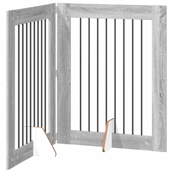 Porte de chien pliable avec supports 2 pcs sonoma gris 160,5 cm