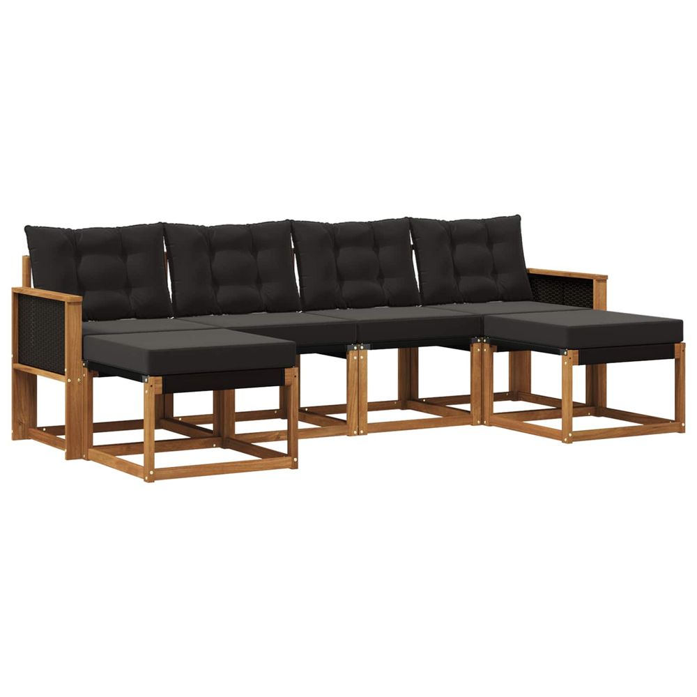 Ensemble de canapés d'extérieur 6 pc naturel et noir
