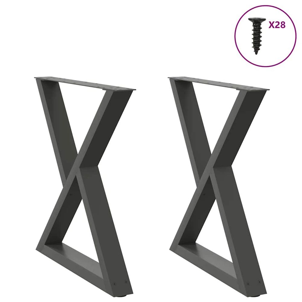 Pieds de table à manger 2 pièces anthracite 70 x (72-73,3) cm acier